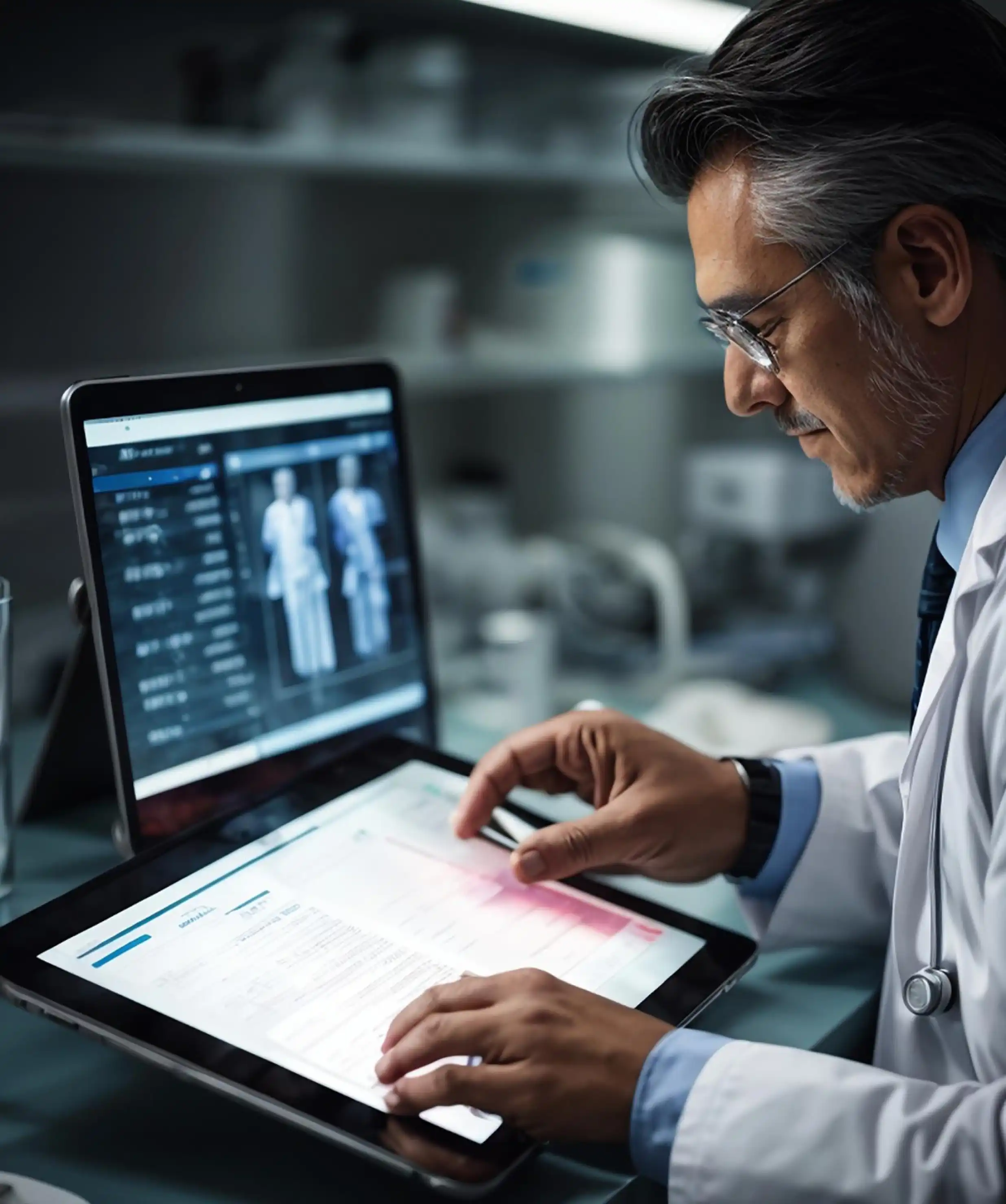 Healthcare AI analyst reviewing a claims dashboard